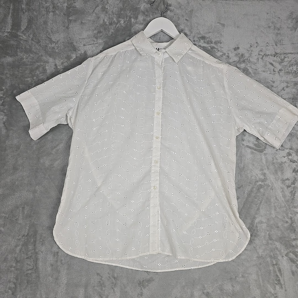 All Hours VTG Womens‎ Eyelet Boxy Blouse Top Large Cottagecore